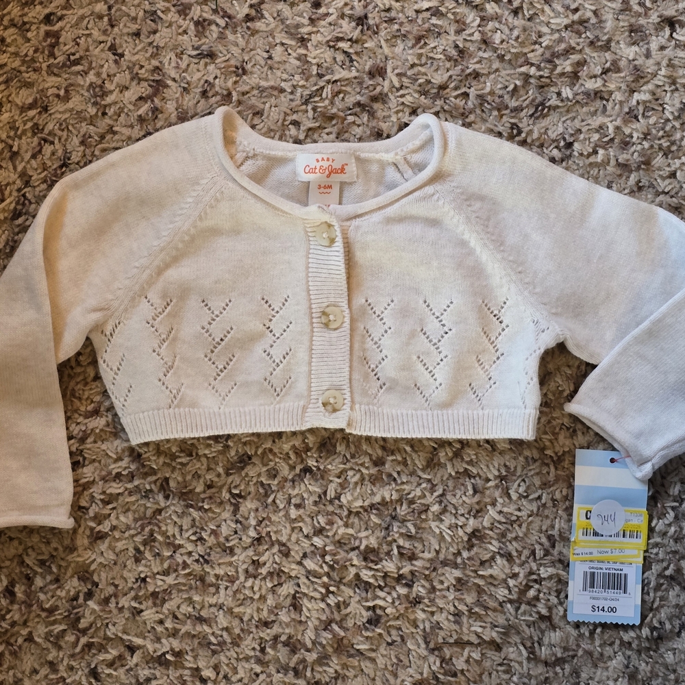 Cat & Jack Ivory Button-Up Cardigan